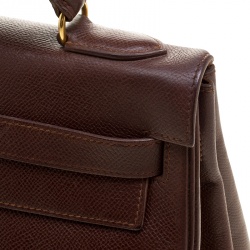 Pre Owned Hermes Brulee Veau Grain Lisse Leather Gold Hardware Kelly Retourne 32 Bag