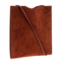 Pre Owned Hermes Dark Orange Suede Onimaitou Pochette PM Bag
