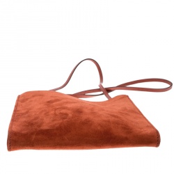 Pre Owned Hermes Dark Orange Suede Onimaitou Pochette PM Bag