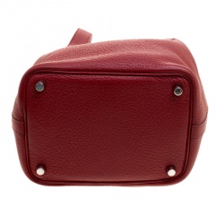 Pre Owned Hermes Rouge Garance Clemence Leather Picotin Lock PM Bag