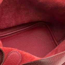 Pre Owned Hermes Rouge Garance Clemence Leather Picotin Lock PM Bag