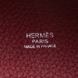 Pre Owned Hermes Rouge Garance Clemence Leather Picotin Lock PM Bag