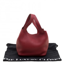Pre Owned Hermes Rouge Garance Clemence Leather Picotin Lock PM Bag