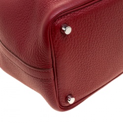 Pre Owned Hermes Rouge Garance Clemence Leather Picotin Lock PM Bag