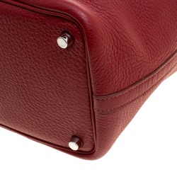 Pre Owned Hermes Rouge Garance Clemence Leather Picotin Lock PM Bag