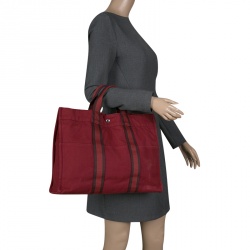 Pre Owned Hermes Red Canvas Fourre Tout Tote