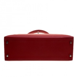 Pre Owned Hermes Rouge Garance Epsom Leather Palladium Hardware Kelly Sellier 32 Bag