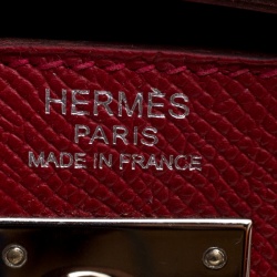 Pre Owned Hermes Rouge Garance Epsom Leather Palladium Hardware Kelly Sellier 32 Bag