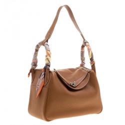 Hermes Gold Clemence Leather Lindy 30 Bag
