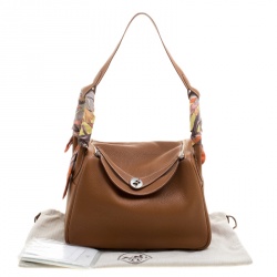Hermes Gold Clemence Leather Lindy 30 Bag
