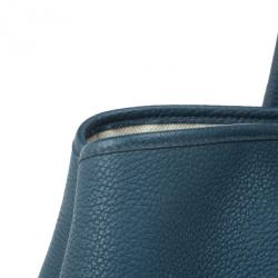 Pre Owned Hermes Blue Leather Garden Party Tote