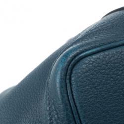 Pre Owned Hermes Blue Leather Garden Party Tote