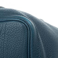 Pre Owned Hermes Blue Leather Garden Party Tote