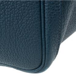 Pre Owned Hermes Blue Leather Garden Party Tote