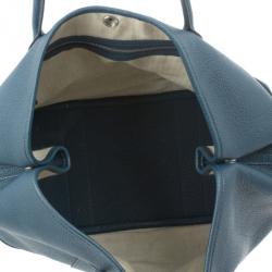 Pre Owned Hermes Blue Leather Garden Party Tote