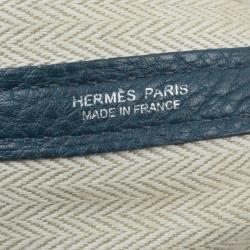 Pre Owned Hermes Blue Leather Garden Party Tote