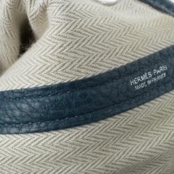 Pre Owned Hermes Blue Leather Garden Party Tote