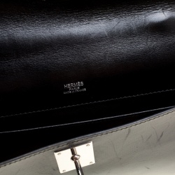 Hermes Black Box Calf Leather Palladium Hardware Kelly Longue Clutch 34cm