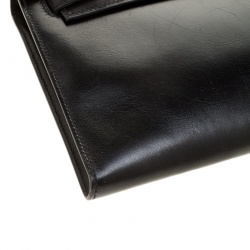 Hermes Black Box Calf Leather Palladium Hardware Kelly Longue Clutch 34cm