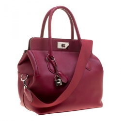Pre Owned Hermes Ruby Swift Leather Palladium Hardware Toolbox 26 Bag