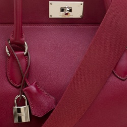 Pre Owned Hermes Ruby Swift Leather Palladium Hardware Toolbox 26 Bag