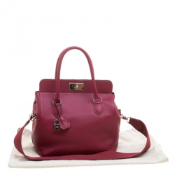 Pre Owned Hermes Ruby Swift Leather Palladium Hardware Toolbox 26 Bag