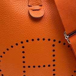 Pre Owned Hermes Orange Clemence Leather Palladium Hardware Evelyne III PM Bag