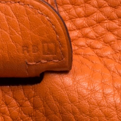 Pre Owned Hermes Orange Clemence Leather Palladium Hardware Evelyne III PM Bag