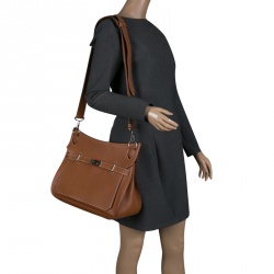 Pre Owned Hermes Brown Clemence Leather Palladium Hardware Jypsiere 37 Bag