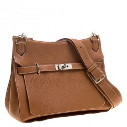 Pre Owned Hermes Brown Clemence Leather Palladium Hardware Jypsiere 37 Bag