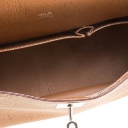 Pre Owned Hermes Brown Clemence Leather Palladium Hardware Jypsiere 37 Bag