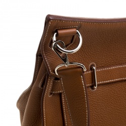 Pre Owned Hermes Brown Clemence Leather Palladium Hardware Jypsiere 37 Bag