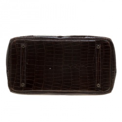 Hermes Dark Marron Porosus Crocodile Gold Hardware Birkin 35