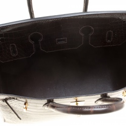 Hermes Dark Marron Porosus Crocodile Gold Hardware Birkin 35
