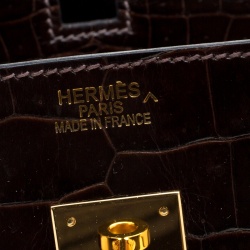 Hermes Dark Marron Porosus Crocodile Gold Hardware Birkin 35