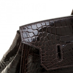 Hermes Dark Marron Porosus Crocodile Gold Hardware Birkin 35