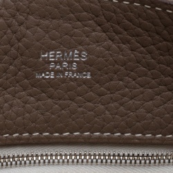 Hermes Etoupe Clemence Leather Palladium Hardware Marwari GM Bag