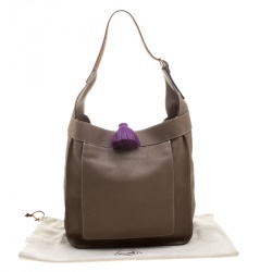 Hermes Etoupe Clemence Leather Palladium Hardware Marwari GM Bag