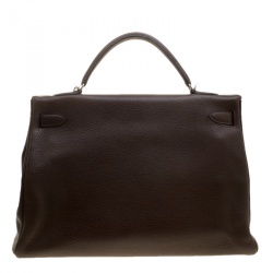 Pre Owned Hermes Cacao Clemence Leather Palladium Hardware Kelly Retourne 40 Bag