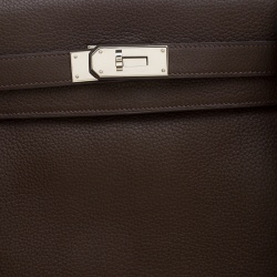 Pre Owned Hermes Cacao Clemence Leather Palladium Hardware Kelly Retourne 40 Bag