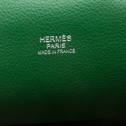 Hermes Green Swift Leather Palladium Hardware Toolbox 26 Bag