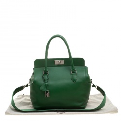 Hermes Green Swift Leather Palladium Hardware Toolbox 26 Bag
