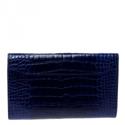 Pre Owned Hermes Blue Alligator Constance Long Wallet