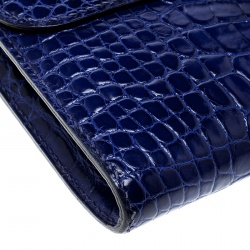 Pre Owned Hermes Blue Alligator Constance Long Wallet