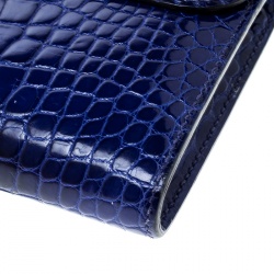 Pre Owned Hermes Blue Alligator Constance Long Wallet