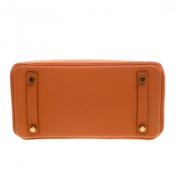 Pre Owned Hermes Orange Togo Leather Gold Hardware Birkin 25 Bag