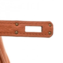 Pre Owned Hermes Orange Togo Leather Gold Hardware Birkin 25 Bag