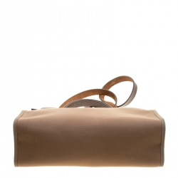 Pre Owned Hermes Dark Taupe/Dark Brown Fabric and Leather Herbag Zip 31 Bag