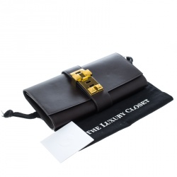 Hermes Cacao Veau Tadelakt Leather Medor Clutch