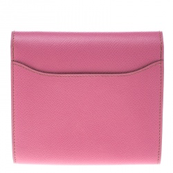 Hermes Pink Epsom Leather Palladium Constance Wallet